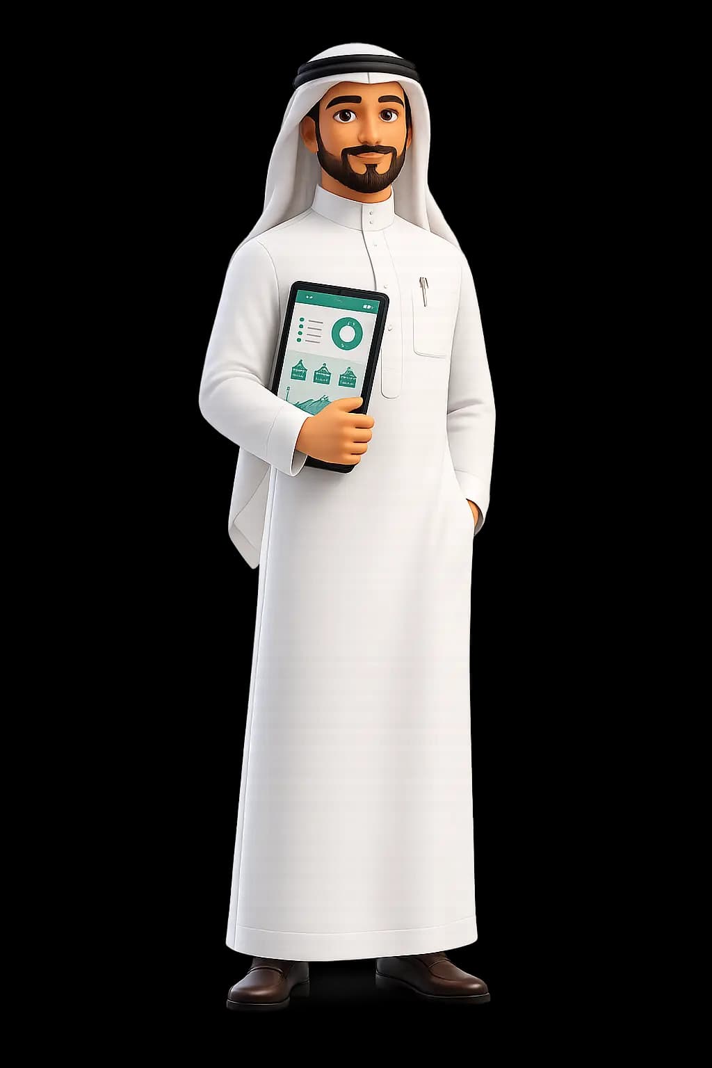 شخصية ثلاثية الأبعاد لمالك مجموعة مدارس سعودي